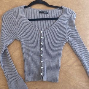 Grey pearl button up